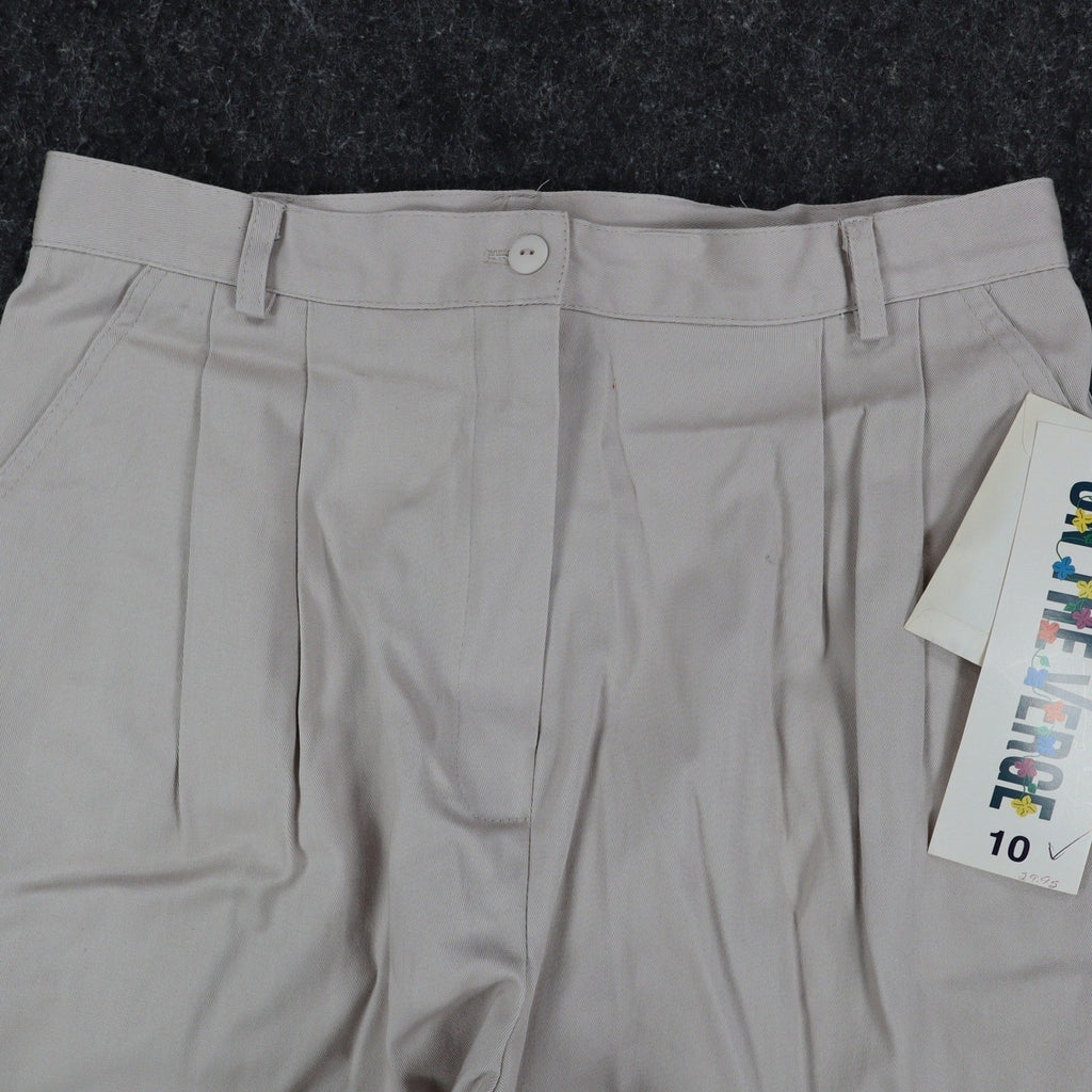On The Verge Pleated Shorts Women 10 Vintage 90s Beige Cotton Made in USA NWT - take2supply