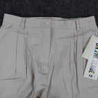 On The Verge Pleated Shorts Women 10 Vintage 90s Beige Cotton Made in USA NWT - take2supply