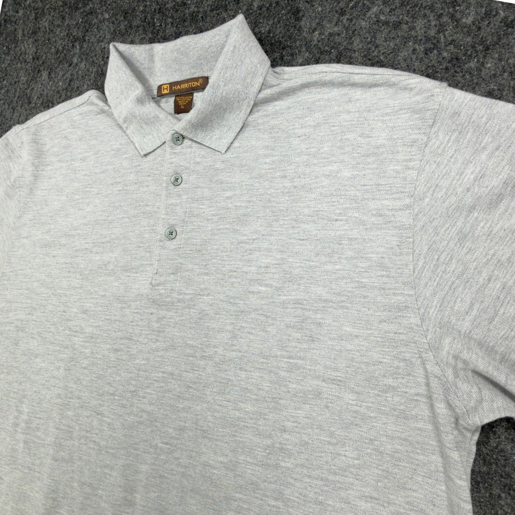 Harriton Long Sleeve Polo Mens XL Gray Cotton Blend M265L New No Tags - take2supply