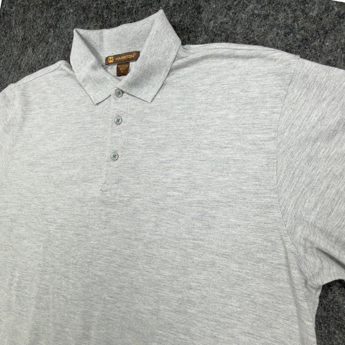Harriton Long Sleeve Polo Mens XL Gray Cotton Blend M265L New No Tags - take2supply