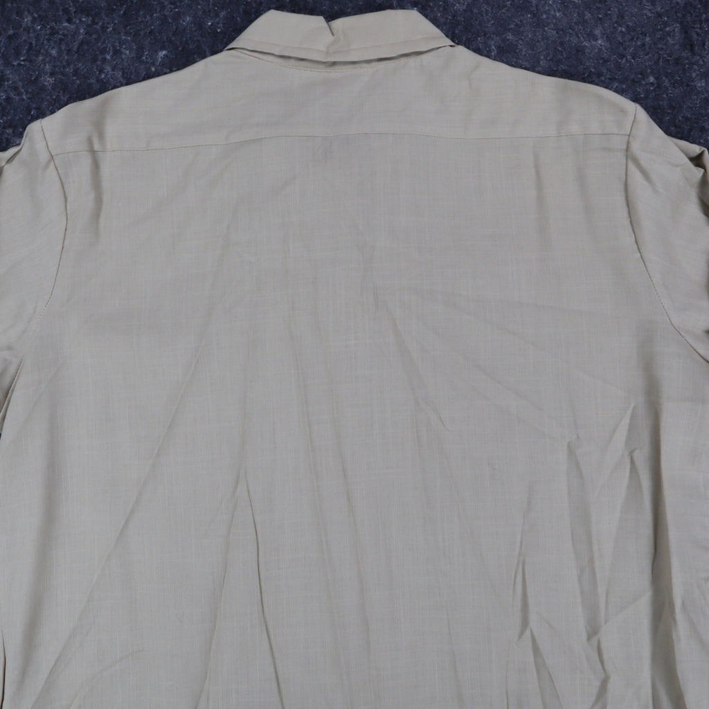 Lady Donlin Button Down Shirt Womens 16 Vintage 70s Tan Cotton Blend Deadstock - take2supply