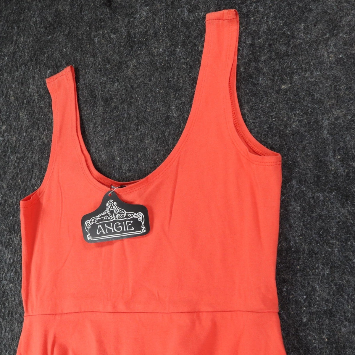 Angie Dress Large L NWT Orange Cotton Spandex Fit Flare Sleeveless C795 - take2supply