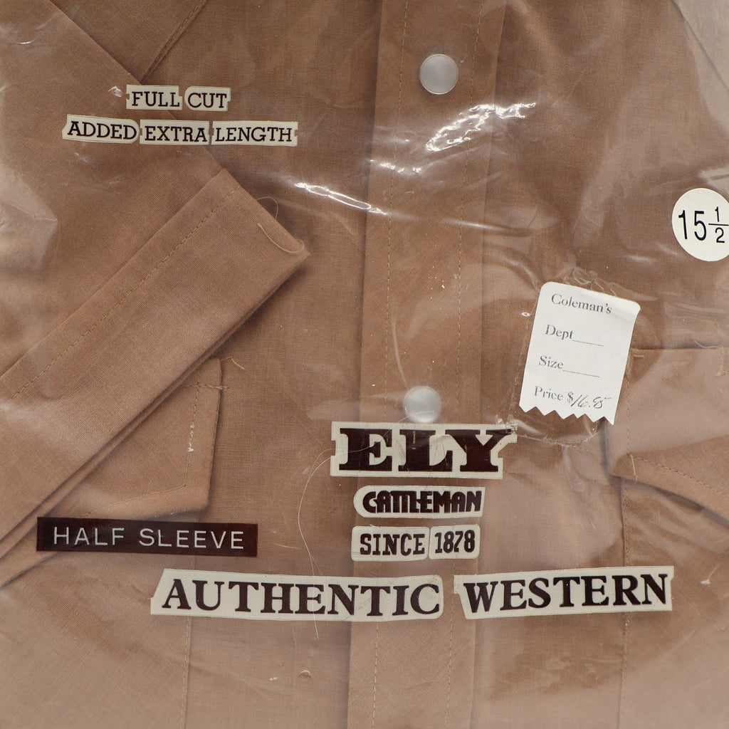 Ely Cattleman Western Shirt Mens 15.5 Brown Cotton Blend Pearl Snap Short Sleeve - take2supply