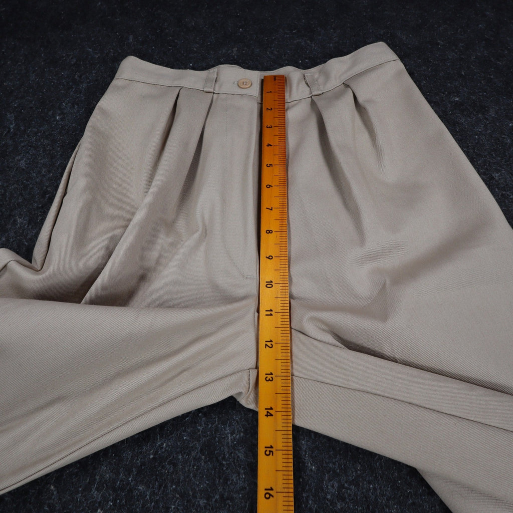 Vintage 90s High Rise Pleated Trousers Womens 11/12 Beige Wide Leg Made in USA - take2supply