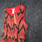 Esley Collection Dress Womens Small Red Geometric Chevron Handkerchief Hem NWT - take2supply
