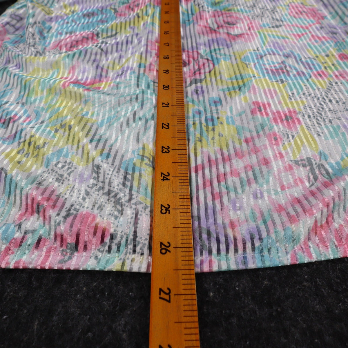 Donnkenny Blouse Womens 12 Vintage 90s Pastel Floral Sheer Stripe Button Up USA - take2supply