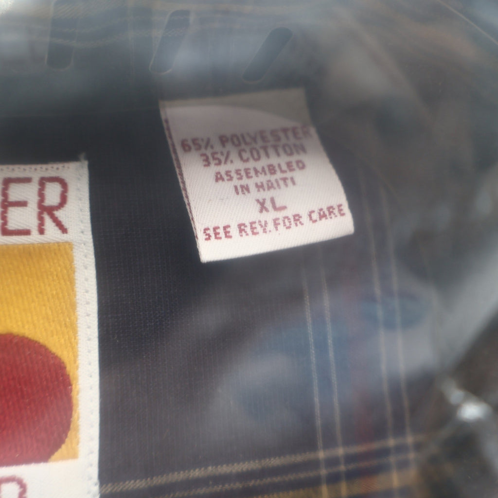 Career Club Shirt Mens XL Navy Gold Burgundy Windowpane Plaid New Packaged - take2supply