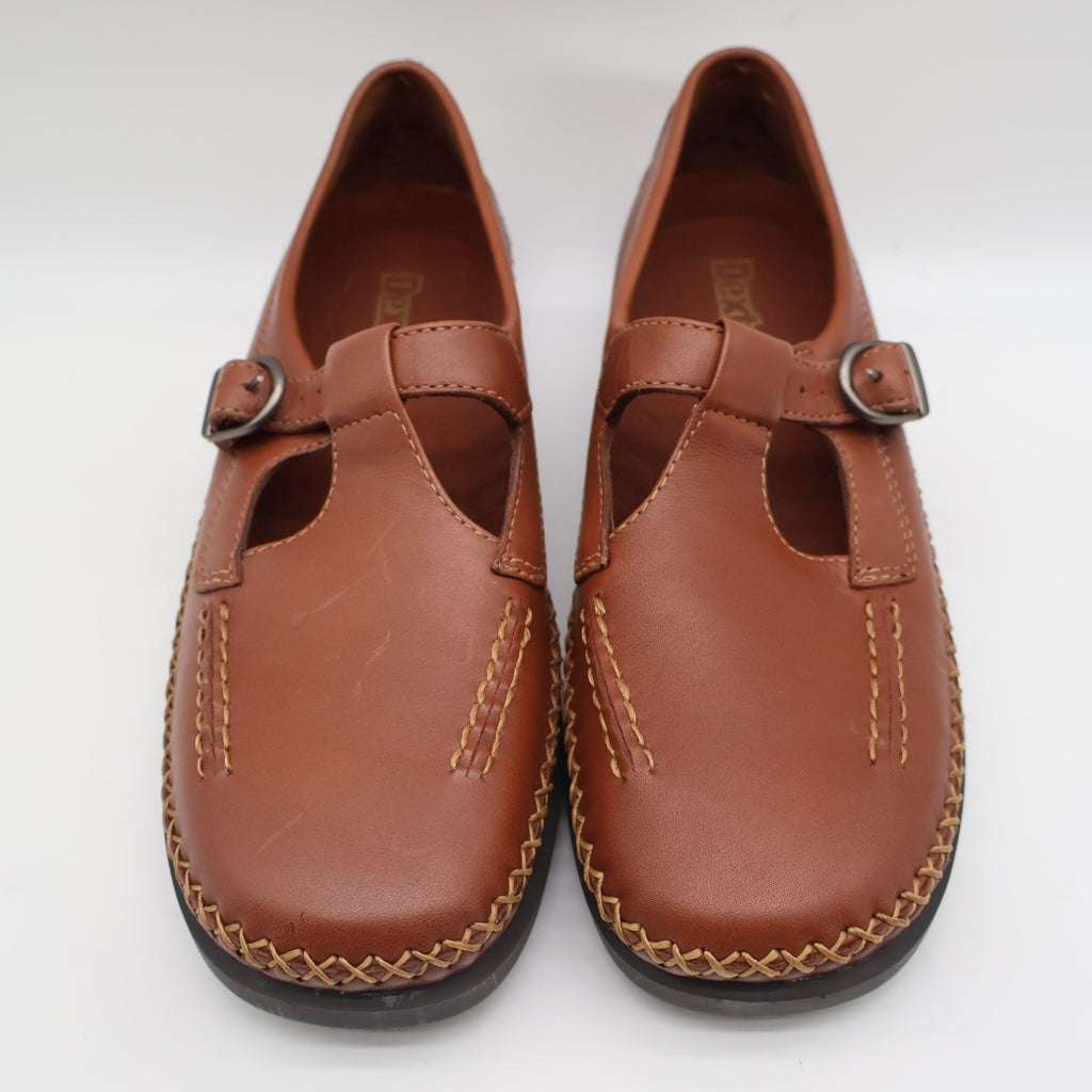 Dexter T-Strap Loafers Womens 8 Vintage Cognac Leather Faith Comfort Classics - take2supply