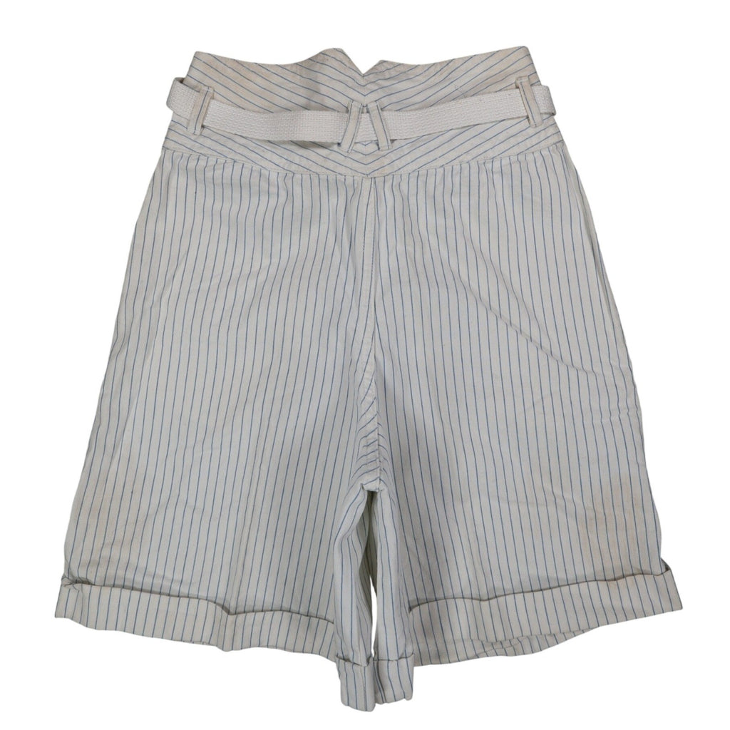 Lee Vintage 90s Striped Shorts Girls 14 White Blue Cotton High Waist Deadstock - take2supply