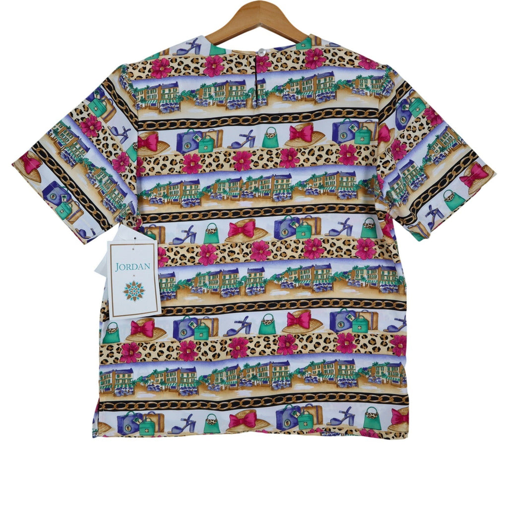 Jordan Top Womens Small Vintage 90s Novelty Print Leopard Chain Link SS NWT - take2supply