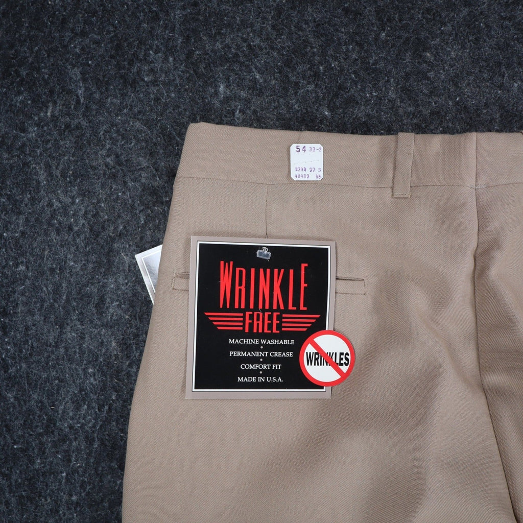 Glen Oaks Dress Pants Mens 34 Vintage 70s Tan Pleated Deadstock Polyester Slacks - take2supply