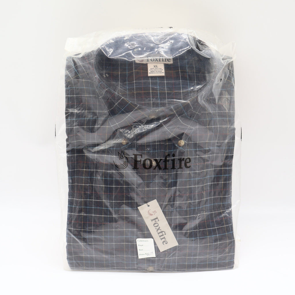 Foxfire Button Down Shirt Mens XL Navy Blue Grid Check Cotton Blend NWT - take2supply