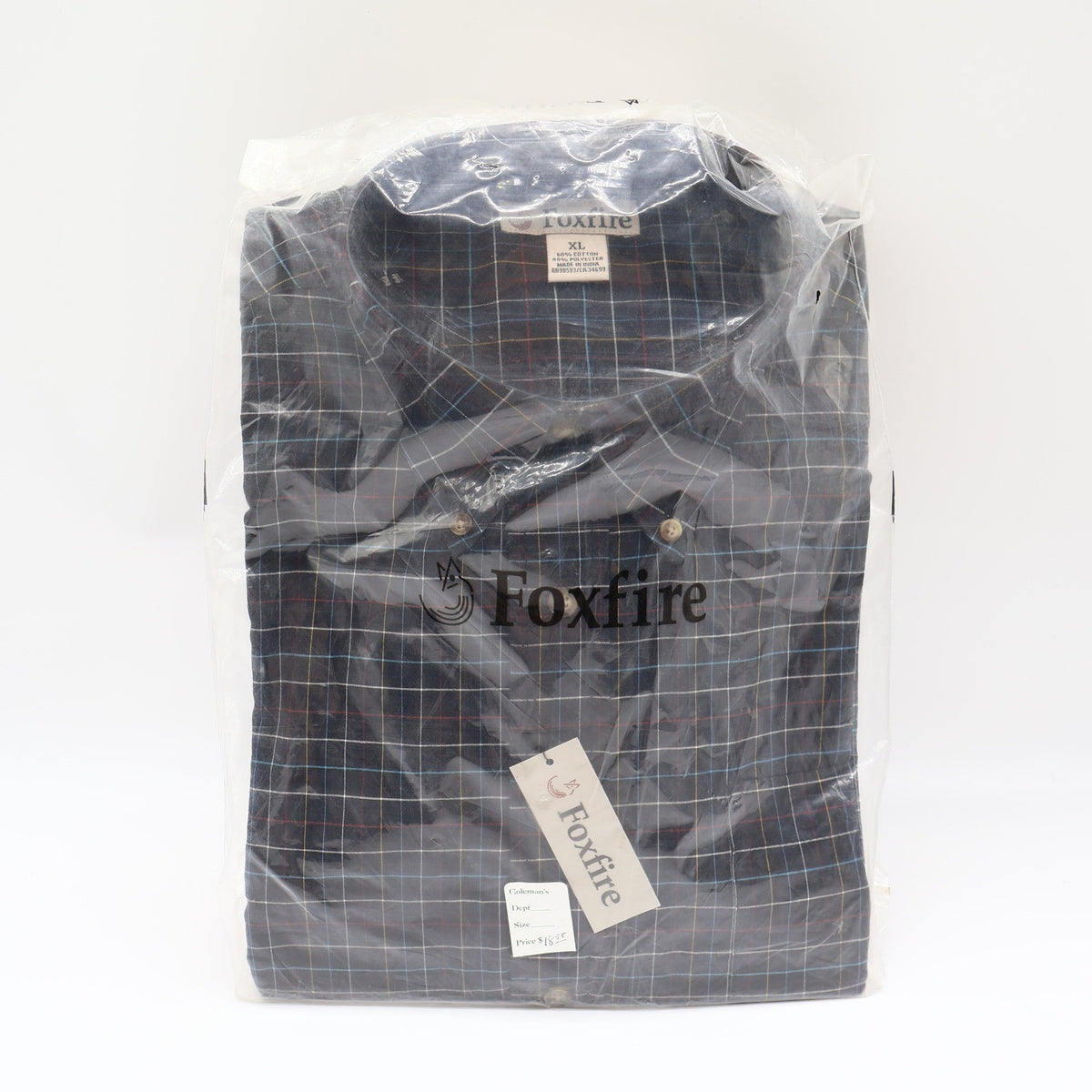 Foxfire Button Down Shirt Mens XL Navy Blue Grid Check Cotton Blend NWT - take2supply