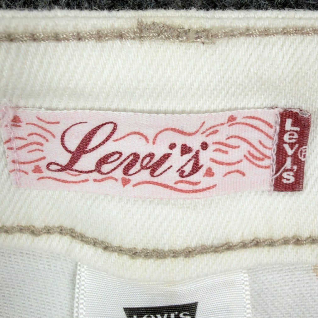 Levi's Y2K Bermuda Shorts Girls 12 White Denim NWT 2006 Retro Heart Pocket - take2supply