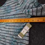 Erin London Top Womens Large Blue Grey Striped Long Sleeve Crew Neck - take2supply