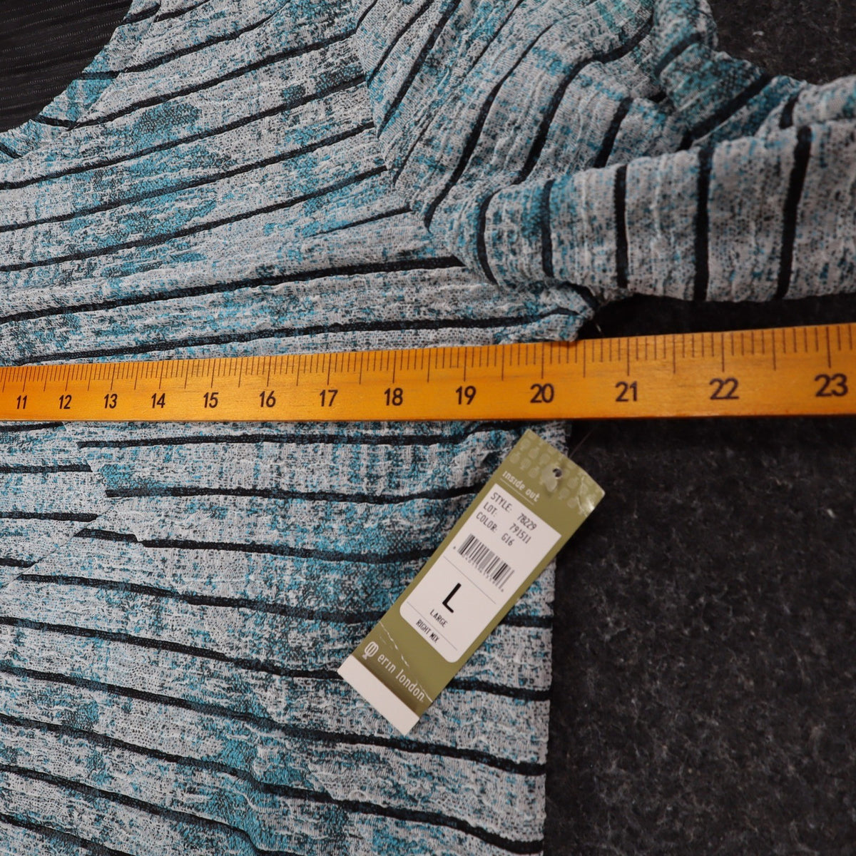 Erin London Top Womens Large Blue Grey Striped Long Sleeve Crew Neck - take2supply