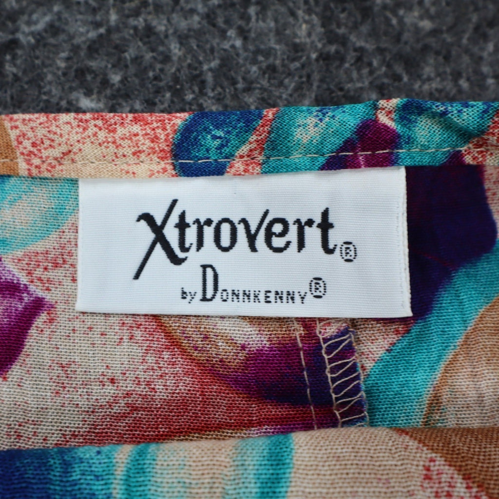 Xtrovert by Donnkenny Blouse Womens Medium Vintage 90s Rayon Tropical Floral USA - take2supply