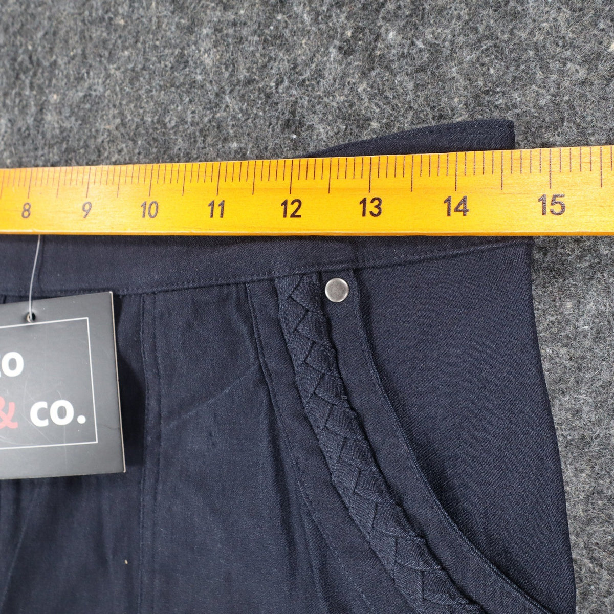 Zo & Co. Skirt Women 6 Navy Blue Braided Trim Utility Pocket Rayon Blend C1-905 - take2supply