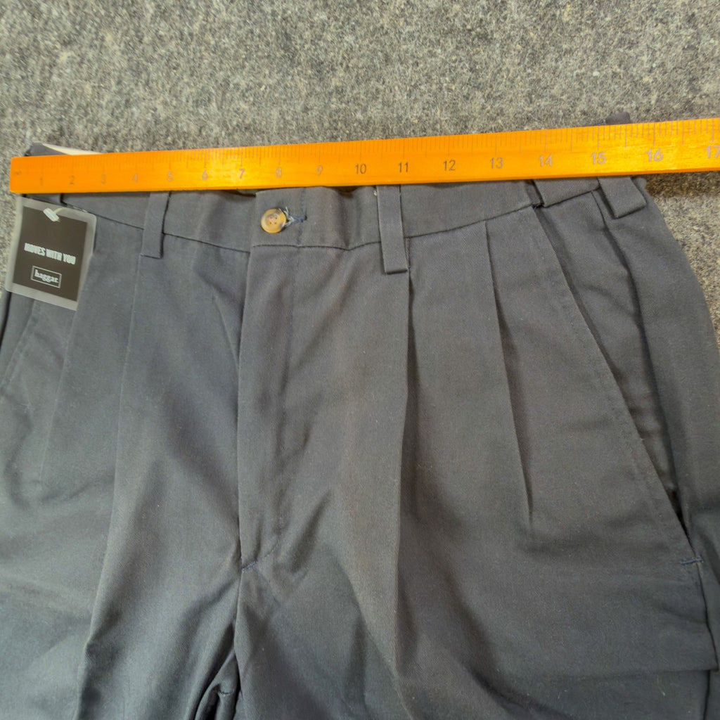 Haggar Pants Mens 33x30 Navy Blue Cotton Pleated Black Label Vintage Y2K NWT - take2supply