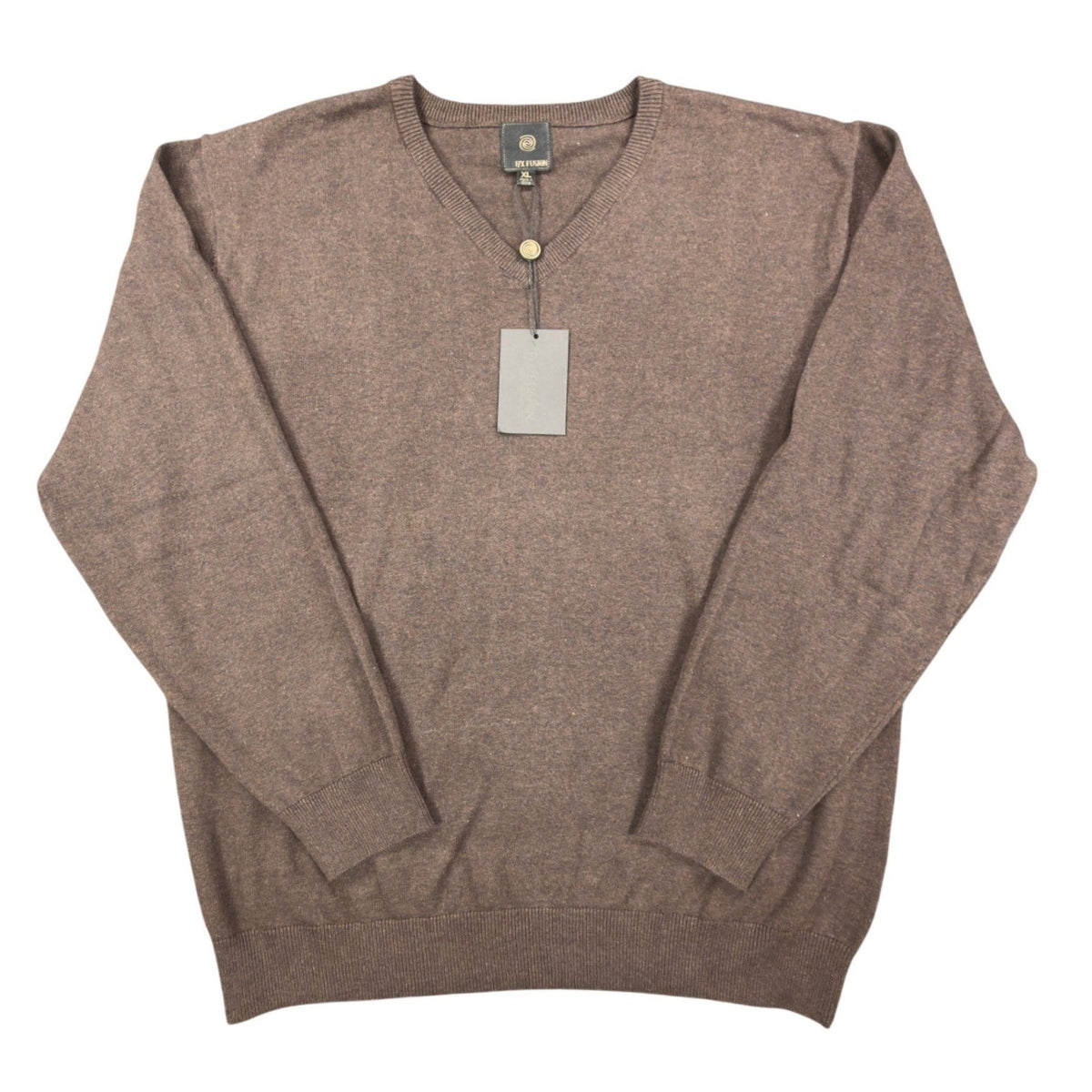 F/X Fusion V-Neck Sweater Mens XL Brown Heather Cotton Blend NWT - take2supply