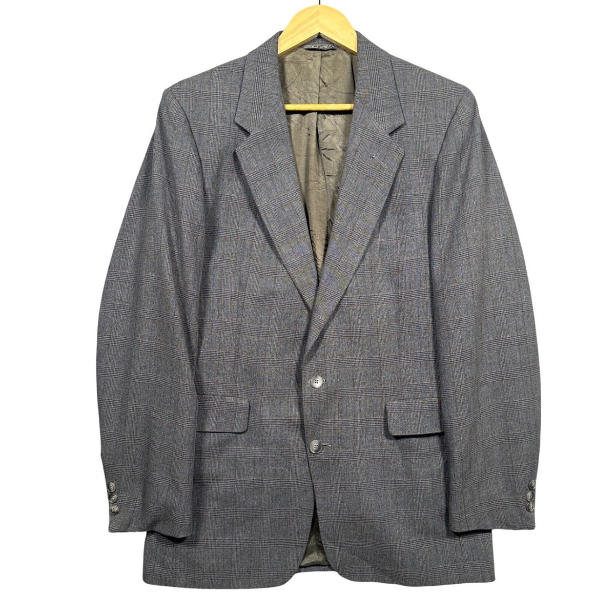 Levi Strauss Business Class Mens Grey Glen Plaid Blazer Sport Coat 40L USA Made - take2supply