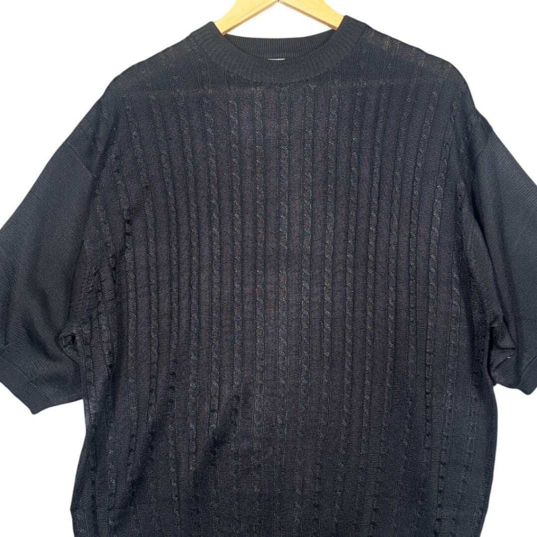 Irvine Park Mens XLG Black Cable Knit Short Sleeve Sweater Top - take2supply