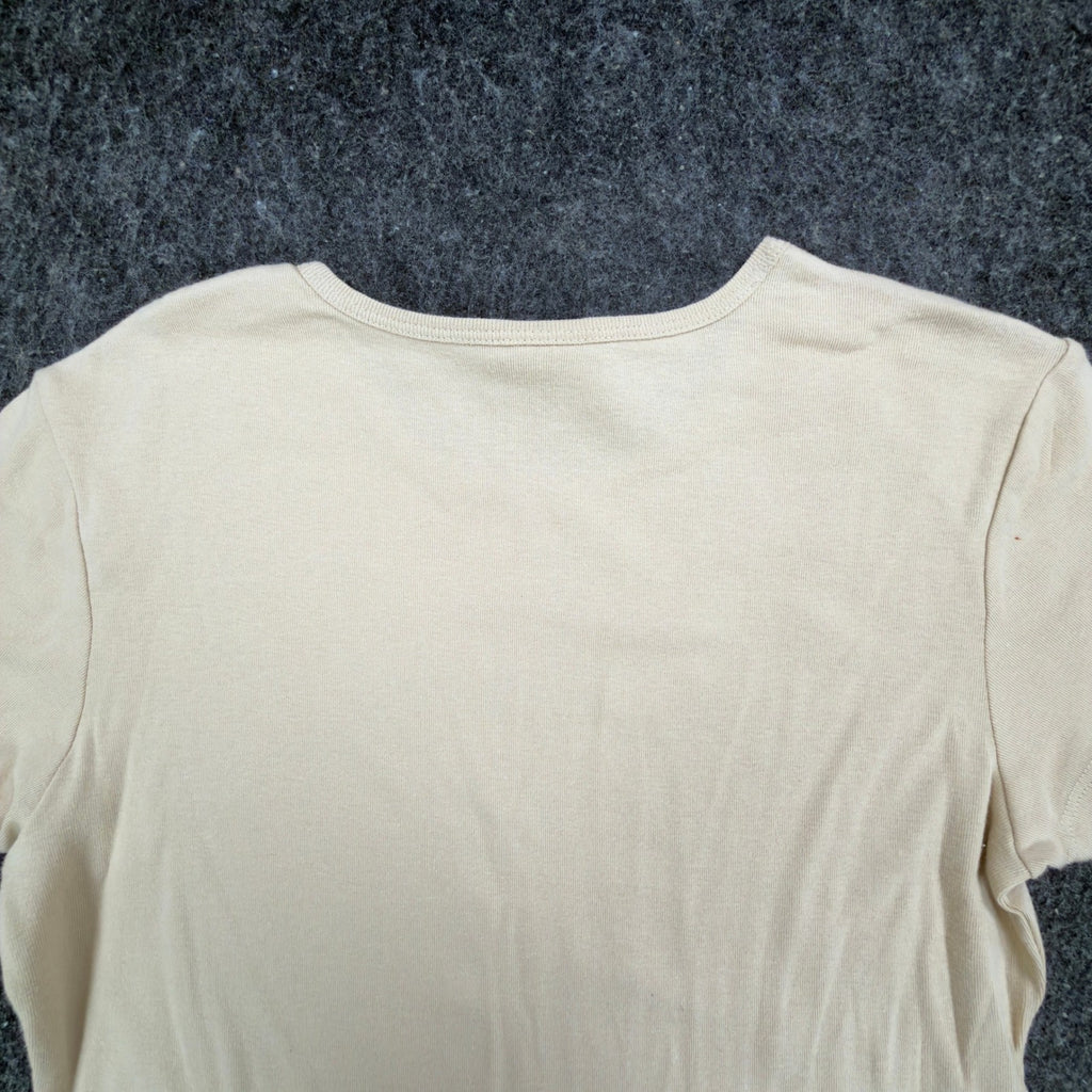 U.S. Polo Assn. Vintage Style Tee Women Medium Beige Cotton Logo Shirt New - take2supply