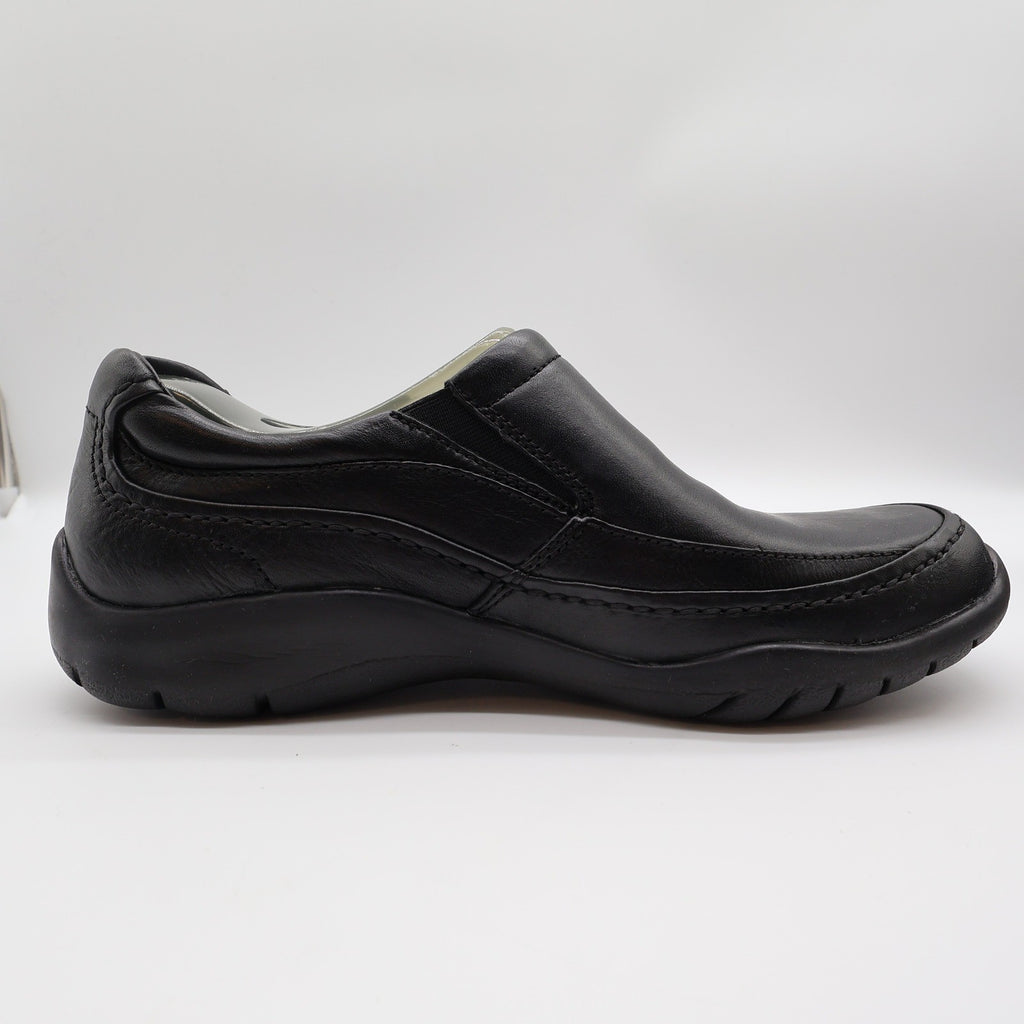 Hush Puppies Zone Slip On Loafers Mens 10 M Black Leather Comfort Shoes H100050 - take2supply