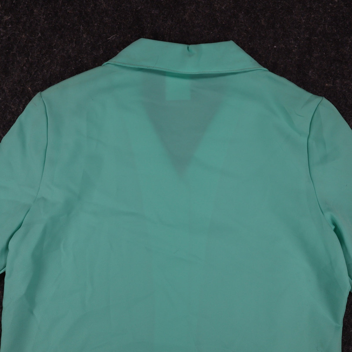 Fran Keene Vintage 70s Blouse Womens 10 Aqua Mint Green Short Sleeve Button Up - take2supply