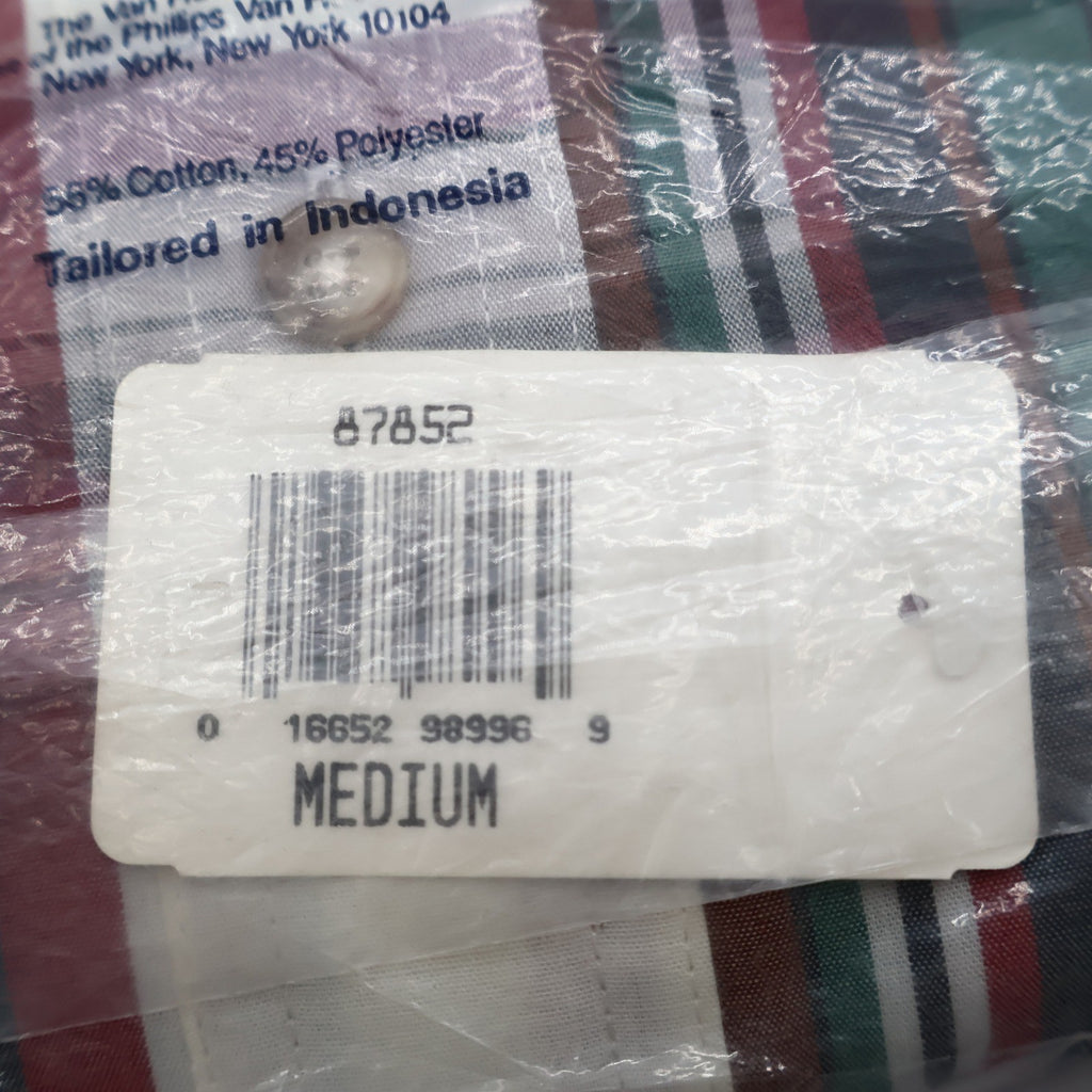 417 Van Heusen Shirt Mens Medium Plaid Button Down Cotton Blend New Packaged - take2supply