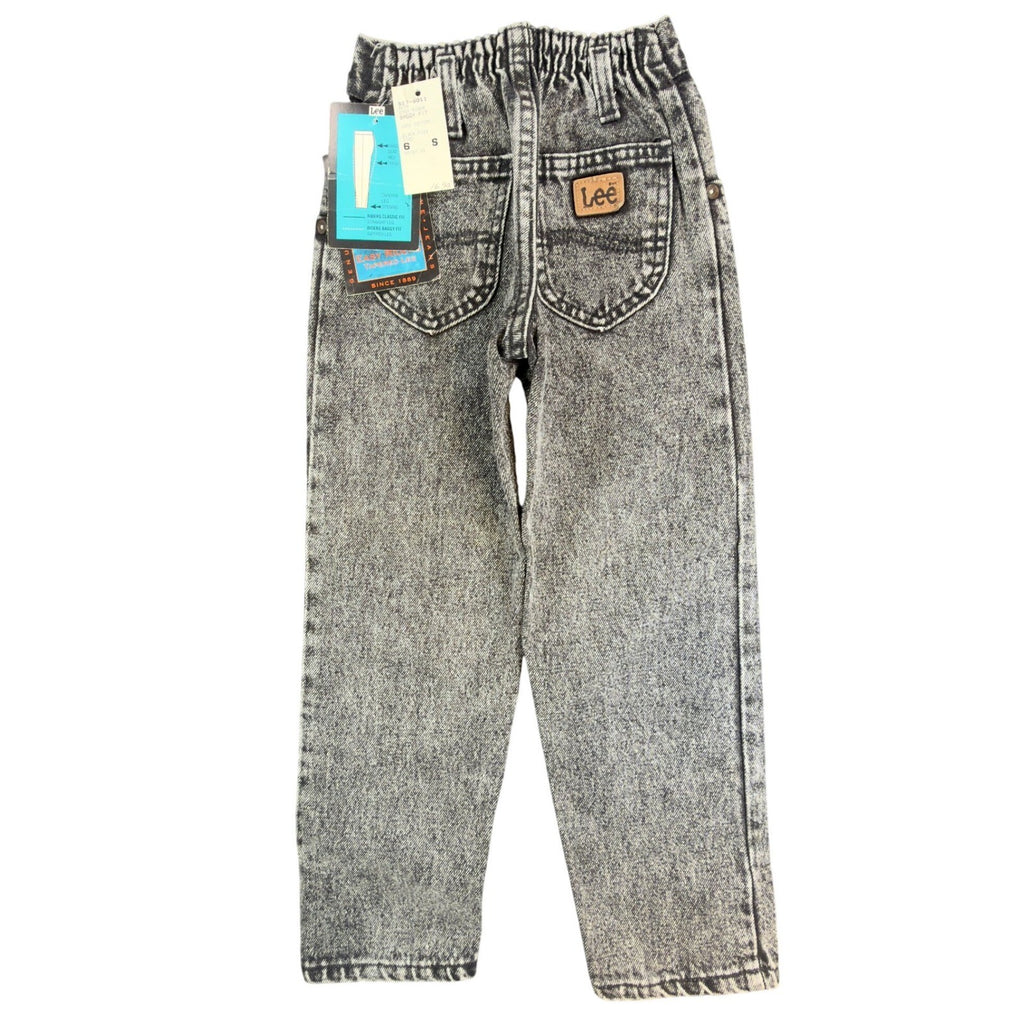 Lee Easy Riders Jeans Boys 6 Slim Black Acid Wash Baggy Tapered VTG 80s USA - take2supply