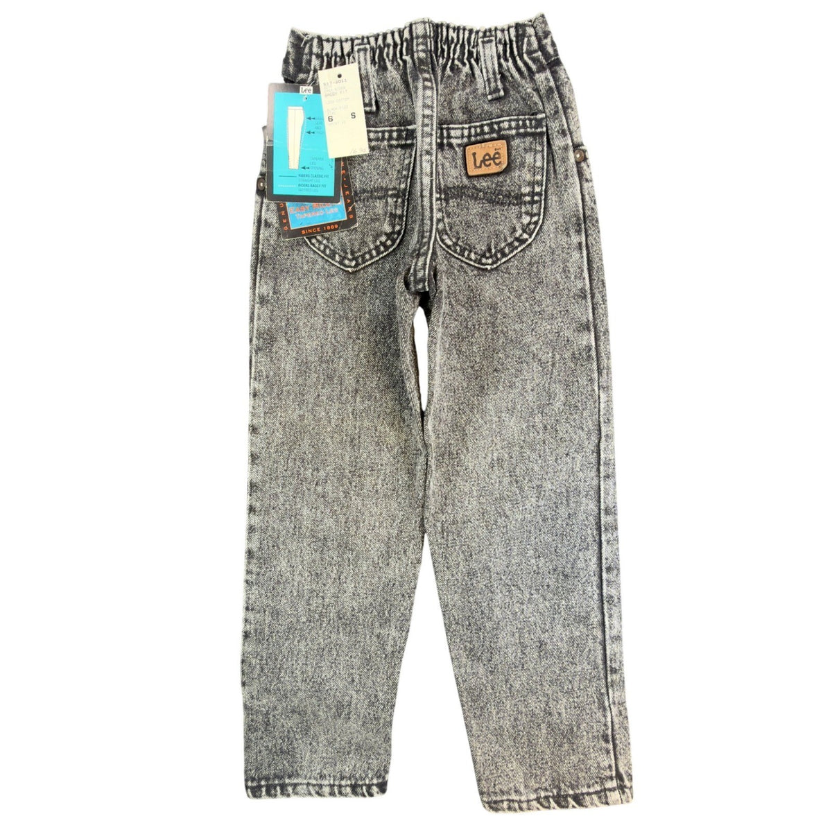Lee Easy Riders Jeans Boys 6 Slim Black Acid Wash Baggy Tapered VTG 80s USA - take2supply
