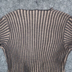 Lanalee Chic Knits Cardigan Vest Womens Medium Y2K Taupe Ribbed Buckle Front NEW - take2supply