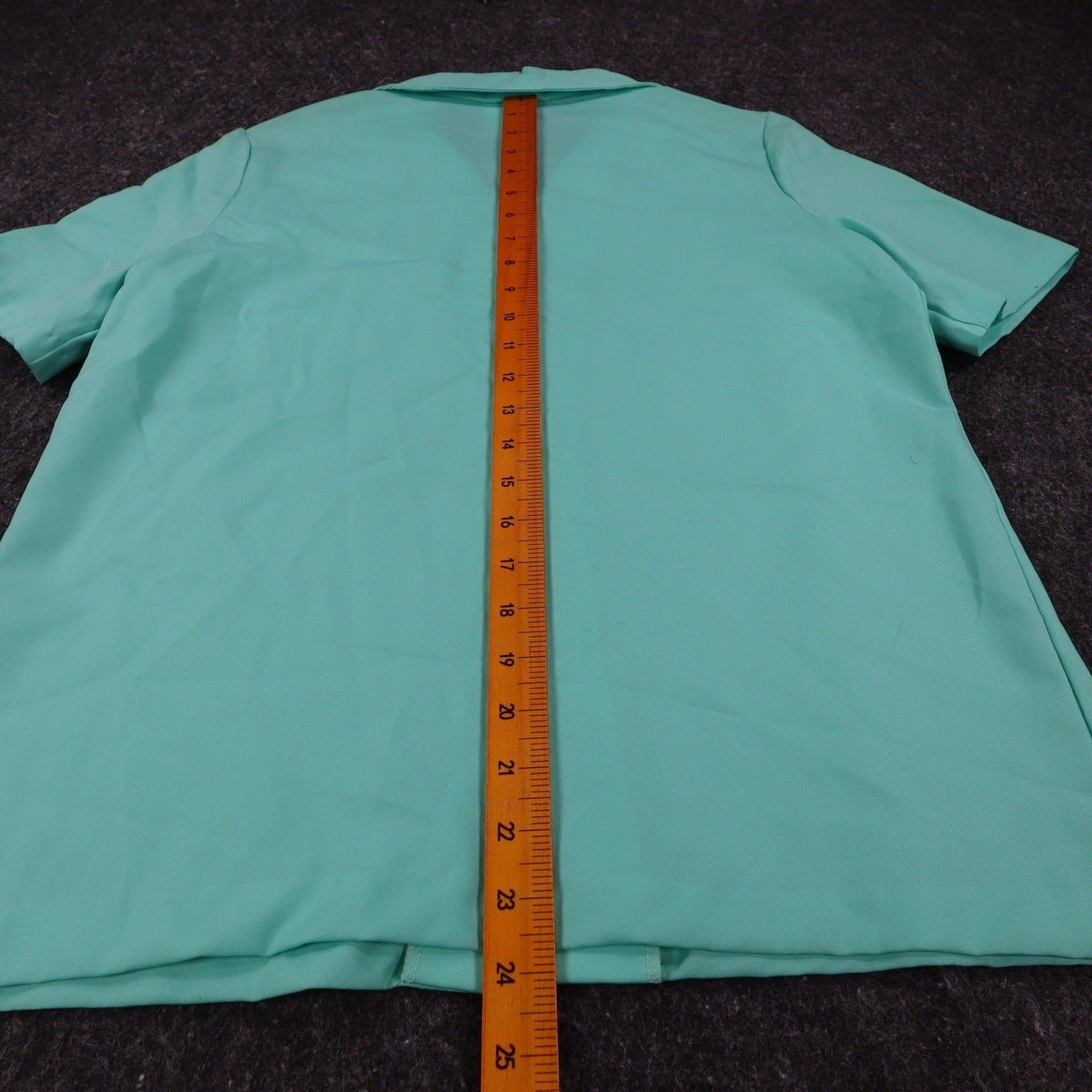 Fran Keene Vintage 70s Blouse Womens 10 Aqua Mint Green Short Sleeve Button Up - take2supply