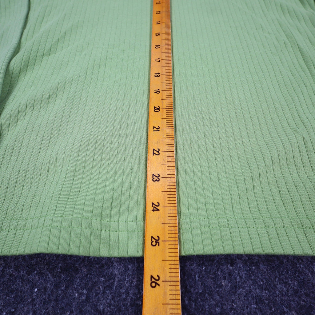 Nikki Mock Neck Top Small Y2K Granny Smith Green Ribbed Long Sleeve 44U5 NEW - take2supply