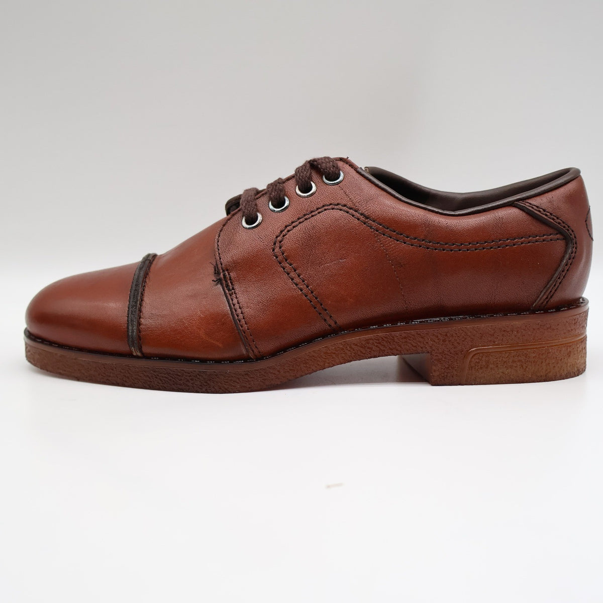 Walker Vintage Oxford Shoes Mens 6 D Brown Leather Deadstock Made in USA 2846 - take2supply
