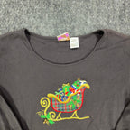 Peanut Butter & Jelly Christmas Sleigh Top Womens L Black Cotton New - take2supply