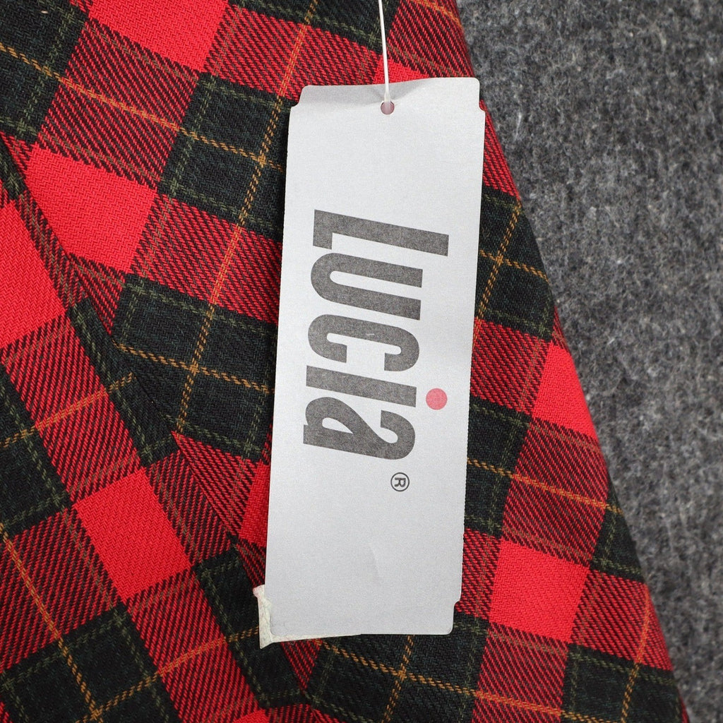 Lucia Plaid Vest Womens 14 Vintage 90s Red Tartan Gold Button Made in USA NWT - take2supply