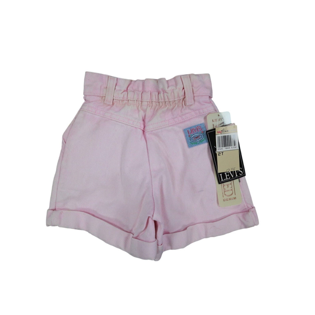 Levi's Denim Shorts Toddler 2T Vintage 90s Pink Cotton Pleated 900 Series USA - take2supply