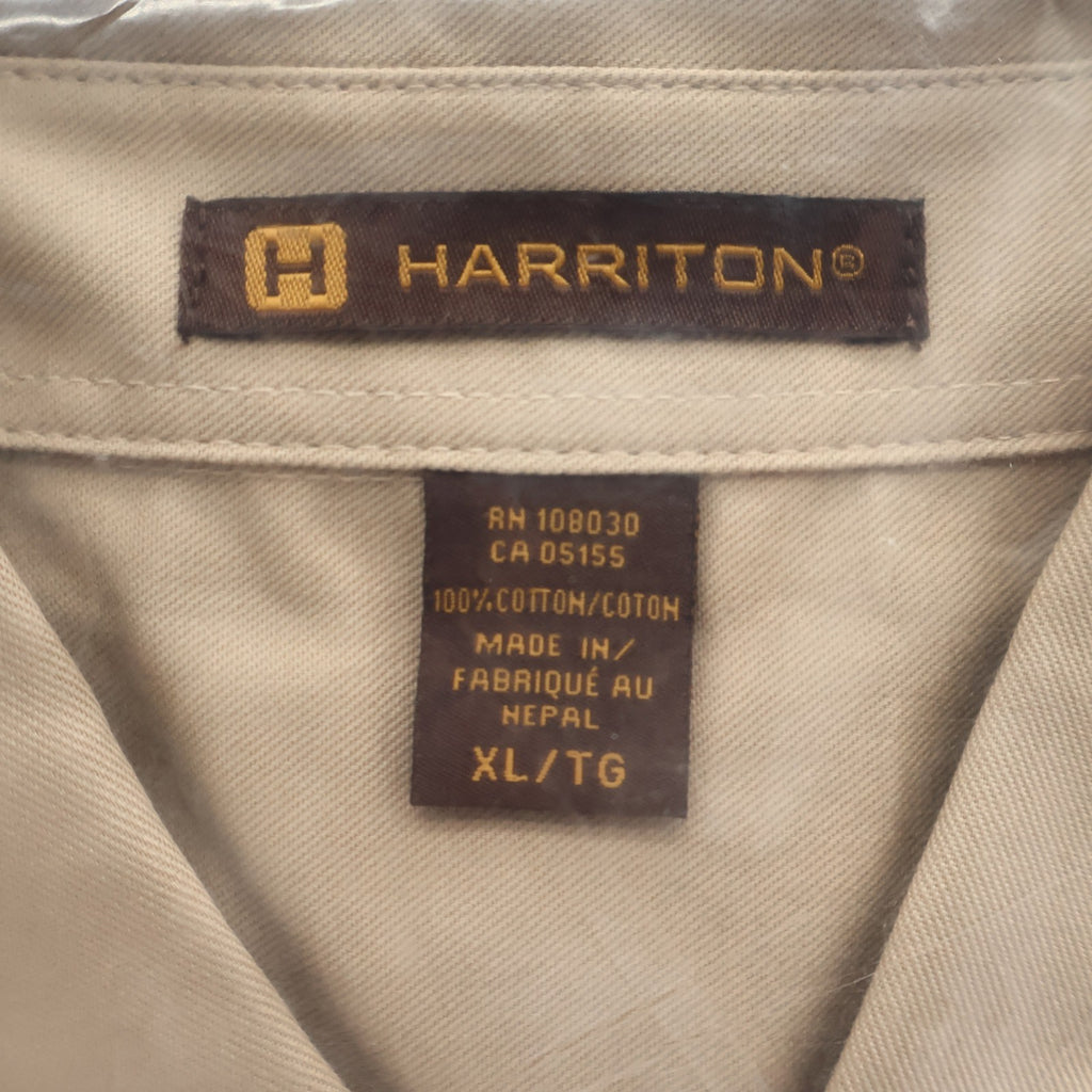 Harriton Button Down Shirt Mens XL Khaki Cotton Teflon Fabric Protector M582 - take2supply