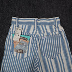 Lee Striped Denim Shorts Girls 8 Slim Vintage 90s USA Deadstock Blue White - take2supply