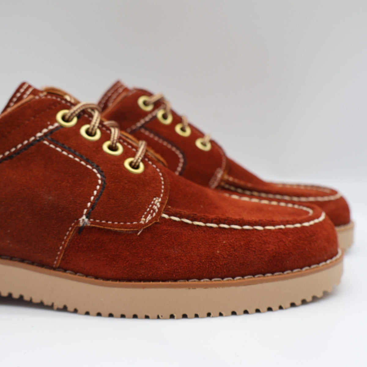 James Pepper Oxford Shoes Mens 5.5 D Vintage Rust Brown Suede Moc Toe - take2supply
