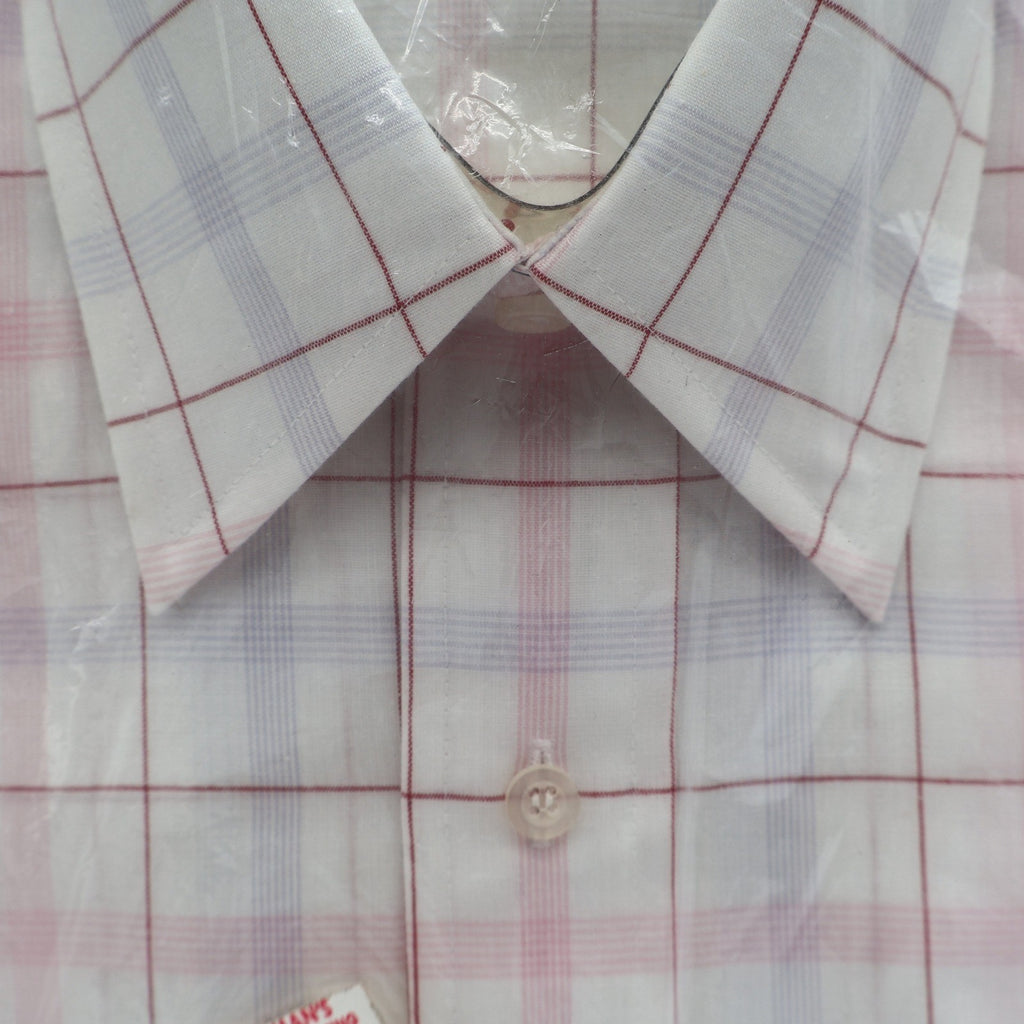 Mark VII Dress Shirt Mens 15.5 32/33 Vintage 70s White Red Blue Plaid Deadstock - take2supply
