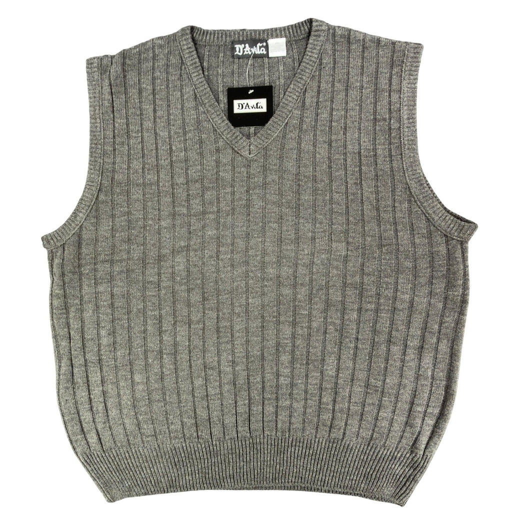 D'Avila Sweater Vest Mens XXL Gray Ribbed V-Neck Acrylic NWT C530 - take2supply