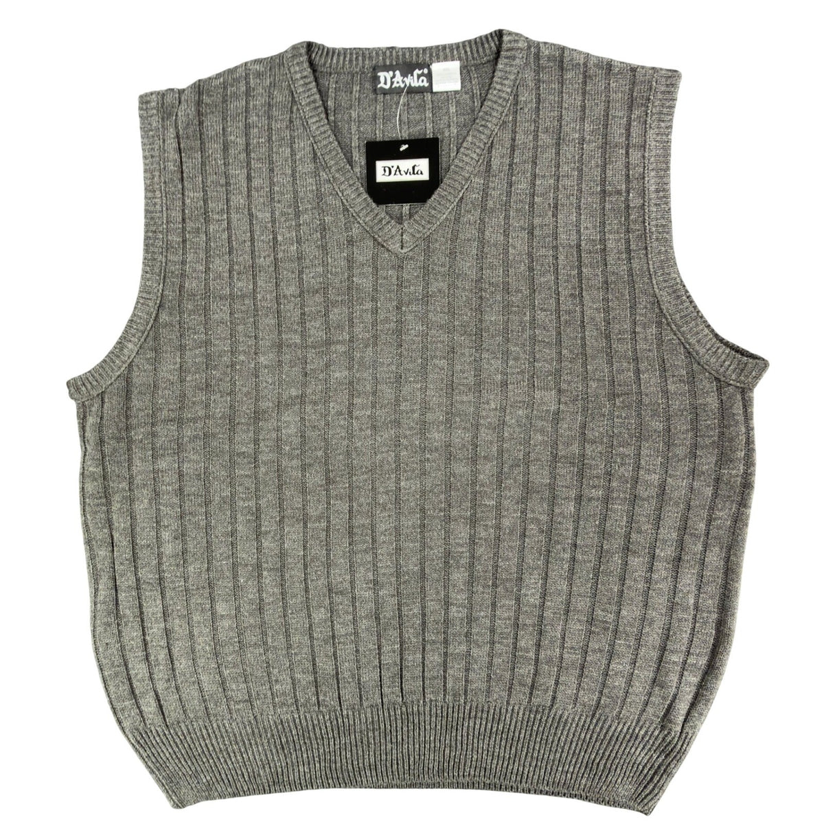 D'Avila Sweater Vest Mens XXL Gray Ribbed V-Neck Acrylic NWT C530 - take2supply