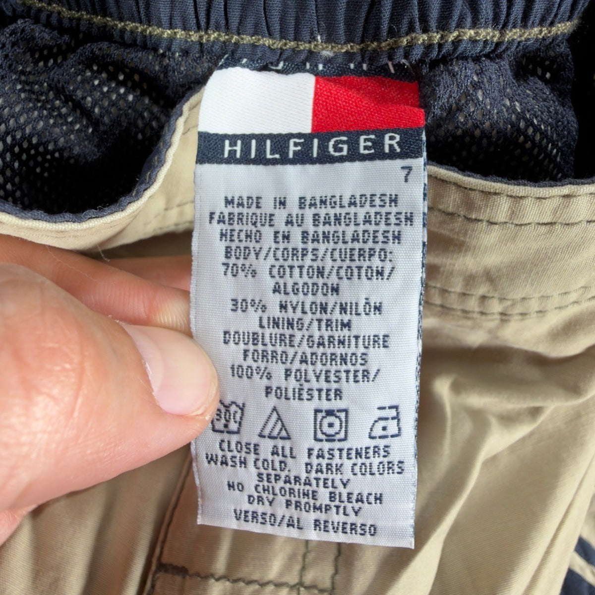 Tommy Hilfiger Y2K Cargo Shorts Boys 7 Tan Cotton Nylon NWT - take2supply