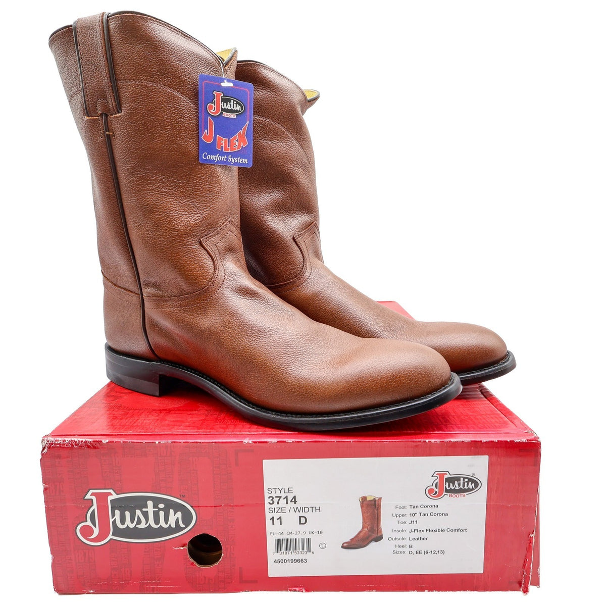 Justin Boots 3714 Mens 11 D Vintage Tan Corona Leather Western Cowboy Boots NWT - take2supply
