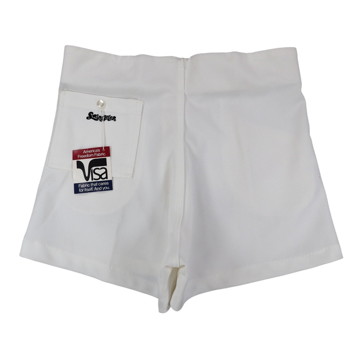 Swingster Athletic Shorts Mens L Vintage 70s White Polyester Visa Fabric USA - take2supply