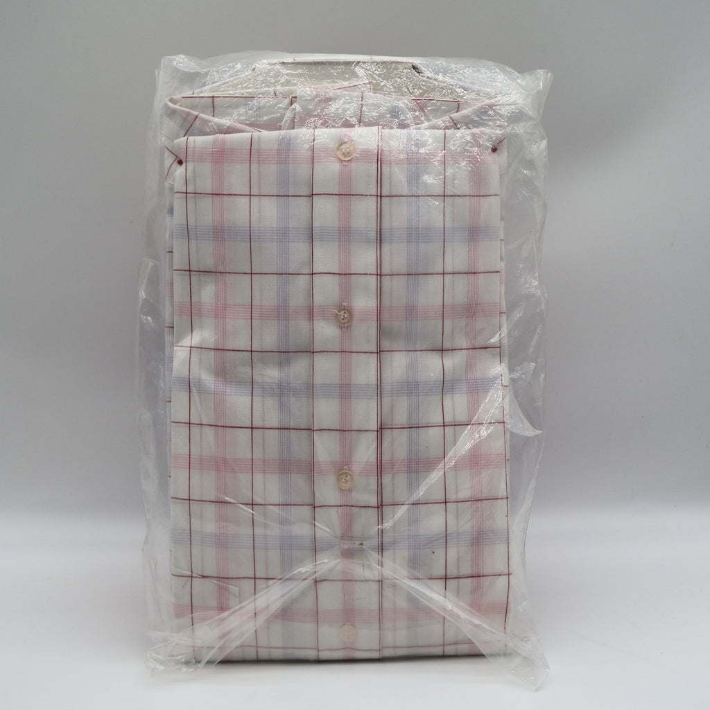 Mark VII Dress Shirt Mens 15.5 32/33 Vintage 70s White Red Blue Plaid Deadstock - take2supply
