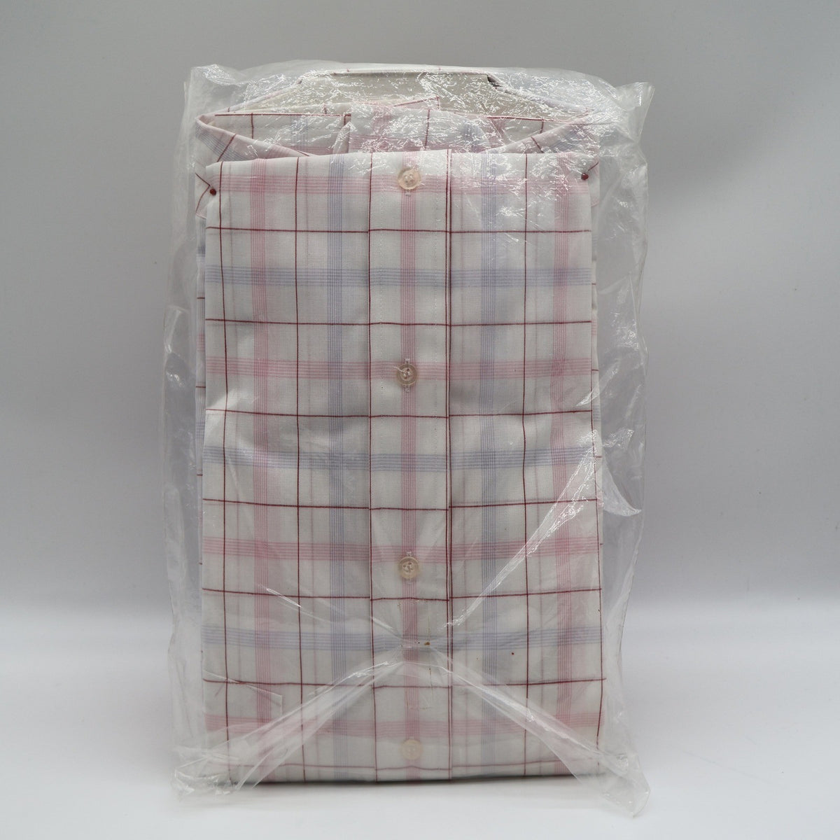 Mark VII Dress Shirt Mens 15.5 32/33 Vintage 70s White Red Blue Plaid Deadstock - take2supply